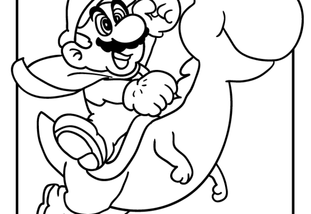 Super Mario vola sul suo Yoshi disegno da colorare gratis