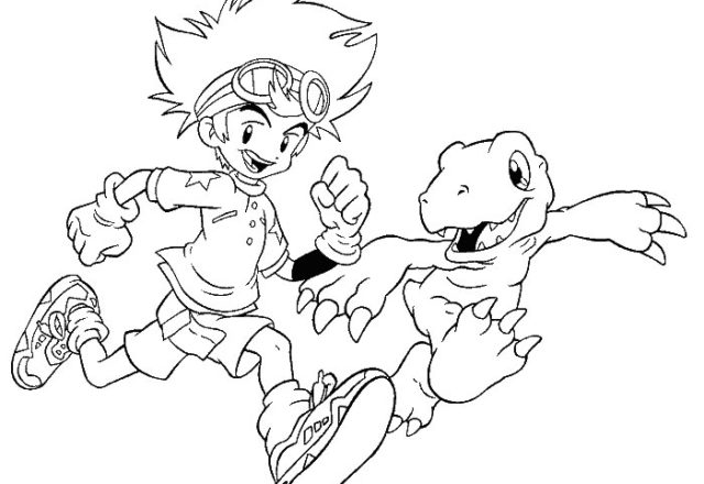 Tai e Agumon disegni da colorare gratis