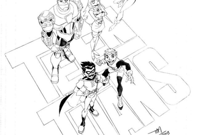 Teen Titans sulla scritta disegni da colorare gratis