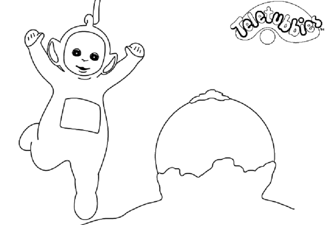 Teletubbie gioca con la neve disegno da colorare