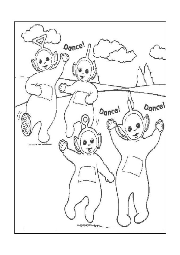 Teletubbies ballano disegno da stampare e da colorare