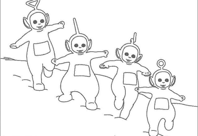 Teletubbies che corrono disegno da stampare e colorare