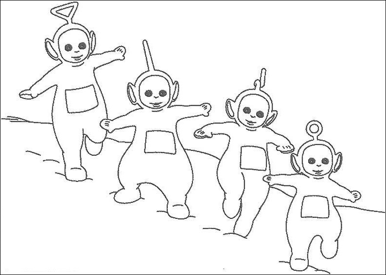 Teletubbies che corrono disegno da stampare e colorare