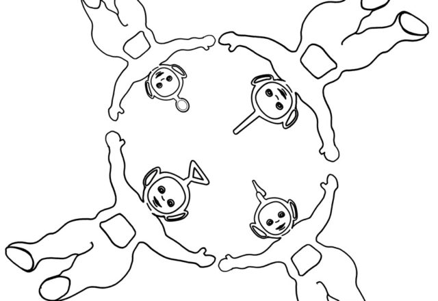 Teletubbies che formano un cerchio disegno da colorare gratis