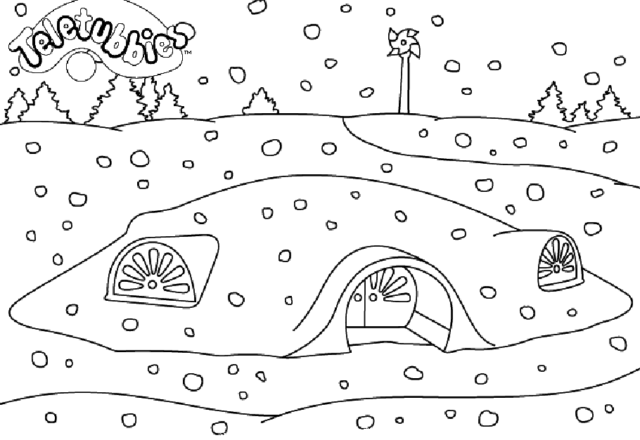 Teletubbies e la neve disegno da colorare