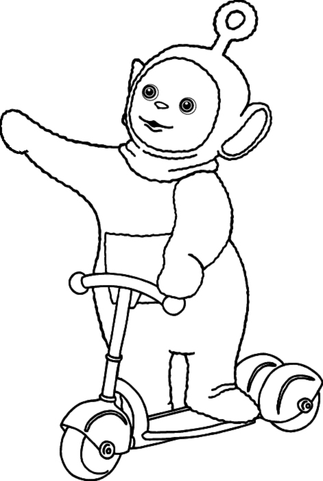 Teletubbies sul monopattino disegno da colorare