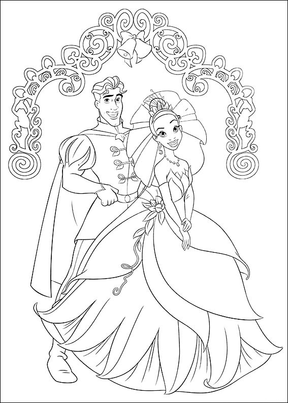 Tiana e Naveen la principessa e il ranocchio disegni gratis da colorare