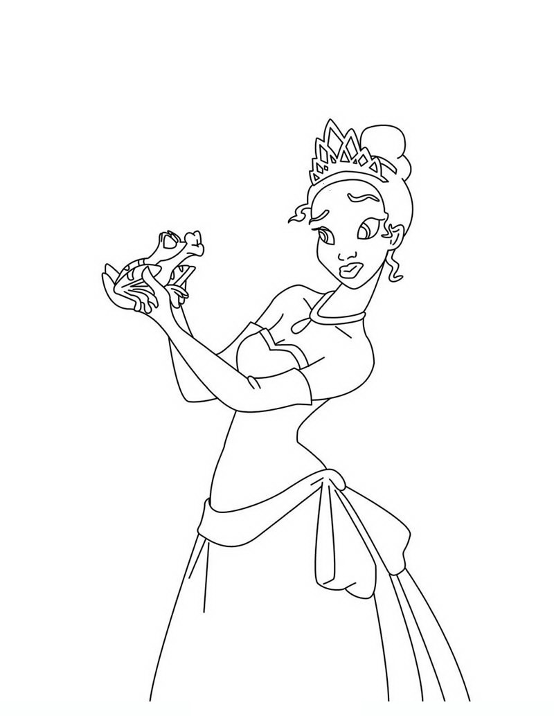 Disegno di La Principessa Tiana da colorare per bambini