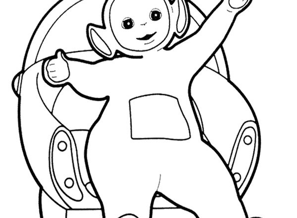 Tinky Winky seduto sulla poltrona disegno da colorare