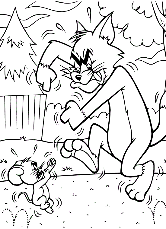 Tom and Jerry fanno a pugni disegno da colorare