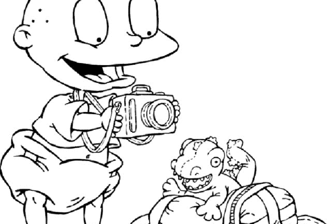 Tommy Pickles de I Rugrats fotografa un dinosauro giocattolo disegno da colorare