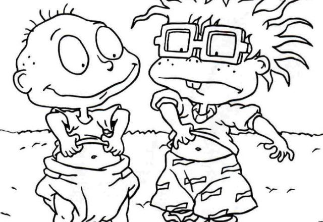 Tommy Pickles e Chuckie sul prato da I Rugrats disegno da colorare