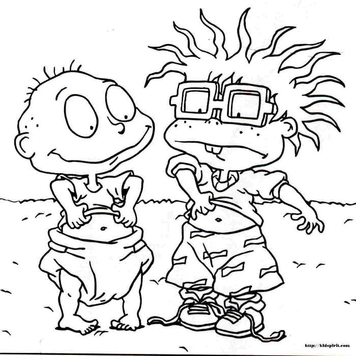 Tommy Pickles e Chuckie sul prato da I Rugrats disegno da colorare