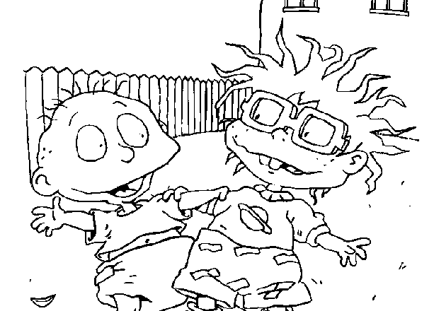 Tommy e Chuckie I Rugrats nel cortile di casa disegno da colorare