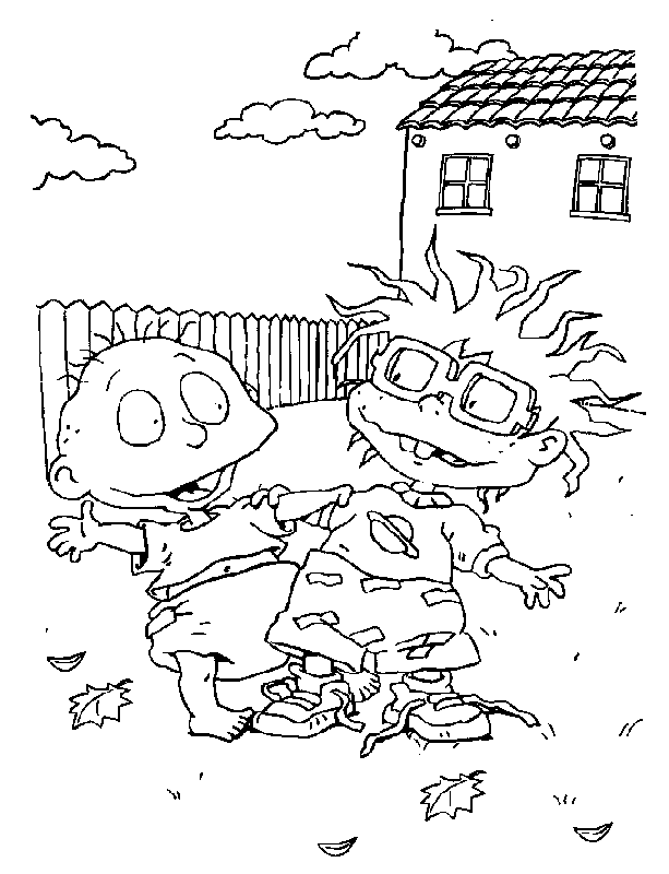 Tommy e Chuckie I Rugrats nel cortile di casa disegno da colorare