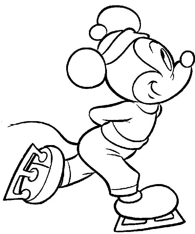 Topolino pattina sul ghiaccio disegno da colorare gratis