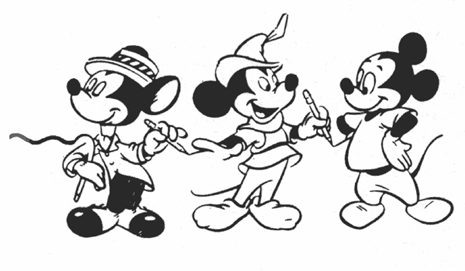 Tre disegni da colorare gratis di Topolino