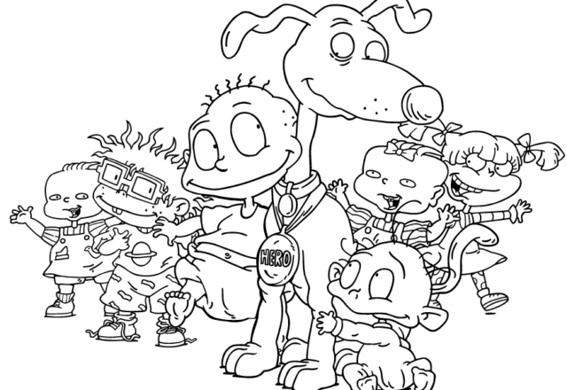 Tutti i personaggi de I Rugrats in questo disegno da colorare per bimbi