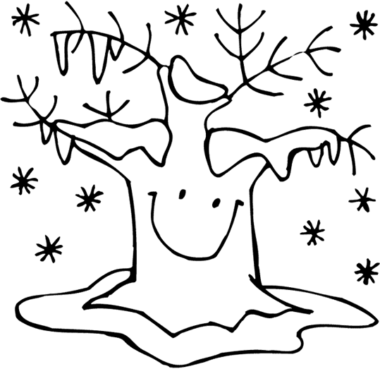 Un albero innevato disegni gratis