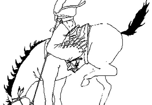 Un cowboy e il suo cavallo disegni da colorare