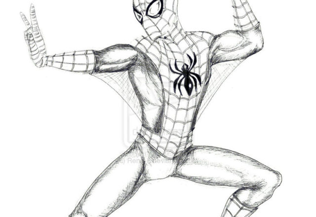 Un disegno da colorare realistico del supereroe Spiderman