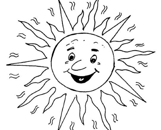 Un grande sole sorridente disegno da colorare