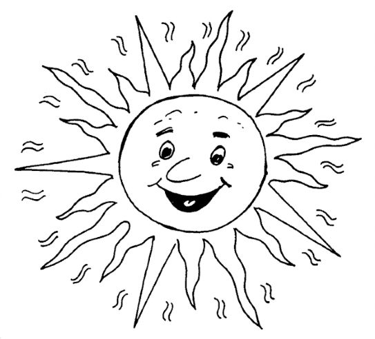 Un grande sole sorridente disegno da colorare