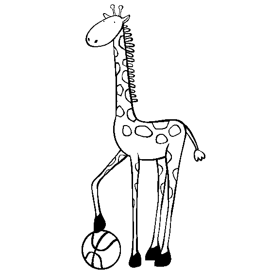 Una giraffa che gioca a pallone disegno da colorare gratis