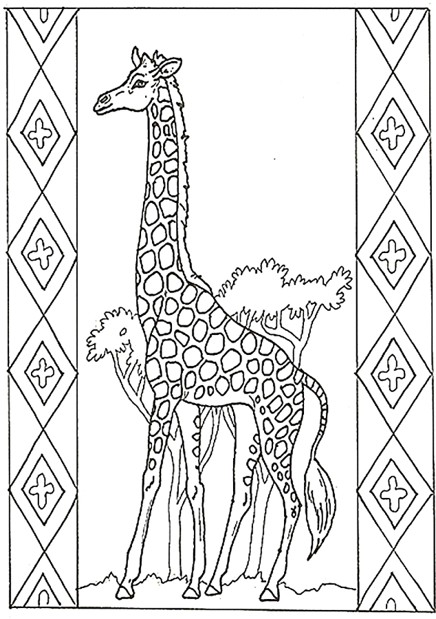 Una giraffa in una bella cornice disegno da colorare