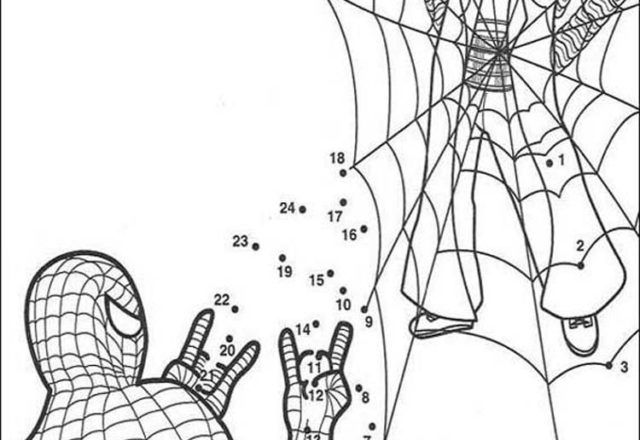 Unisci i puntini e colora Spiderman disegno da colorare gratis