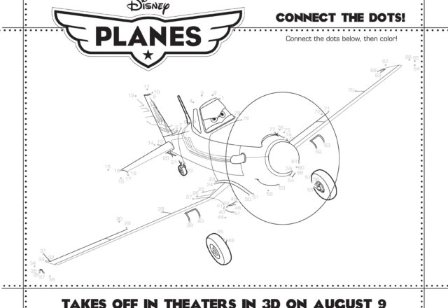 Unisci i puntini e disegna e colora Dusty personaggio Planes