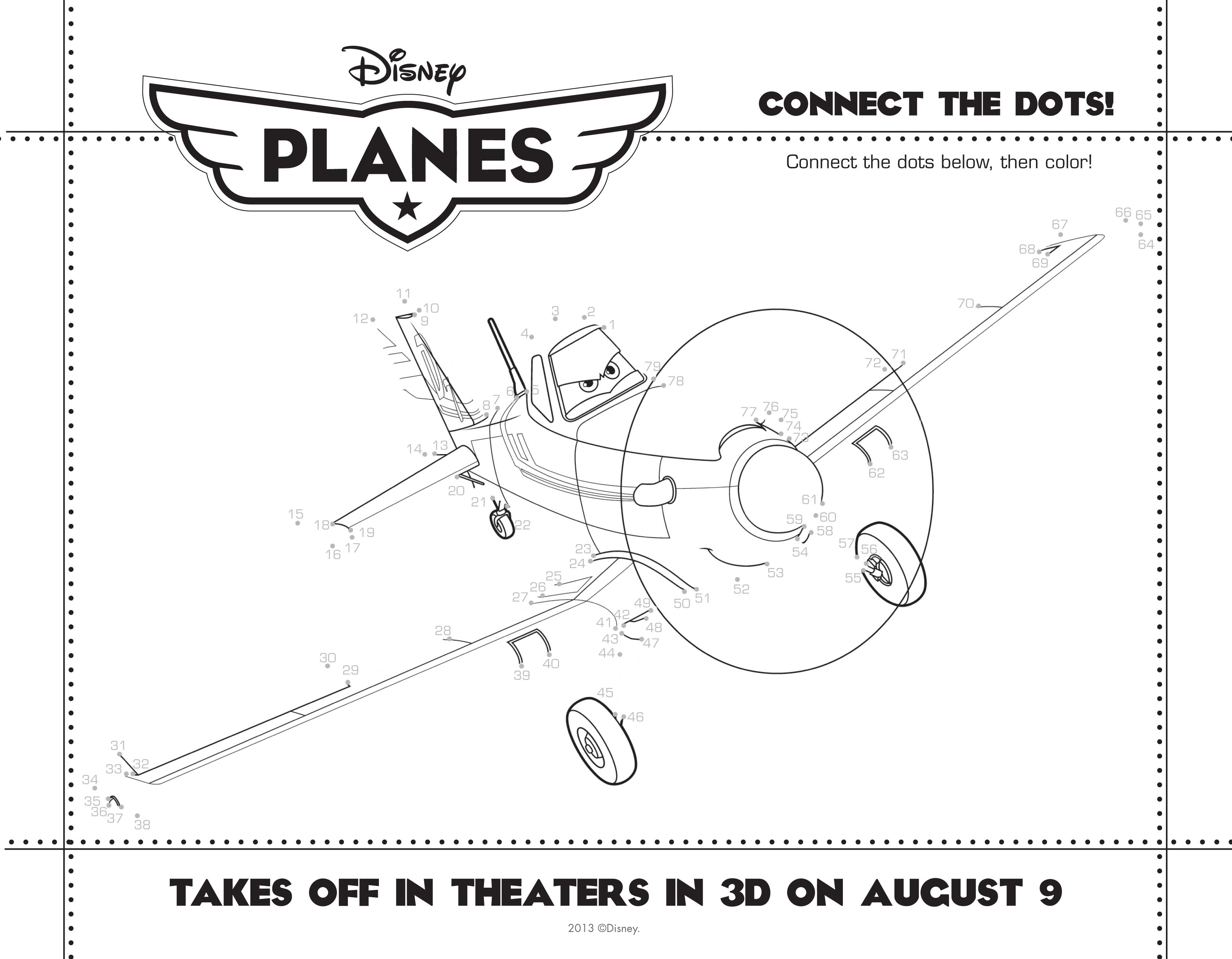 Unisci i puntini e disegna e colora Dusty personaggio Planes