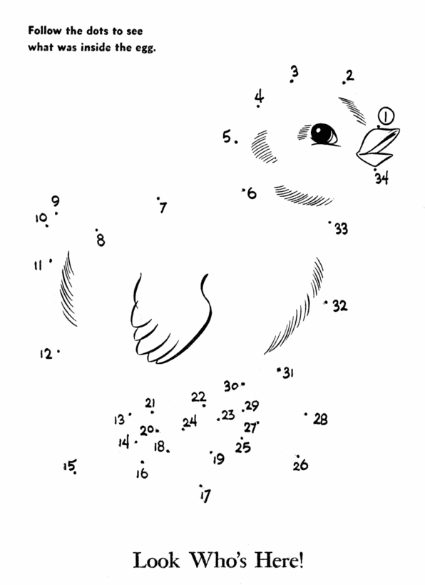 Unisci i puntini per bambini da stampare il pulcino