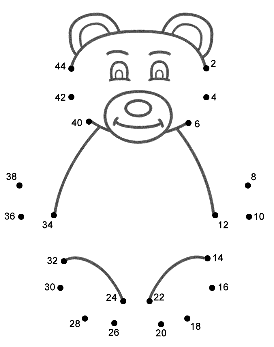 Unisci i puntini semplice per bambini l’ orso