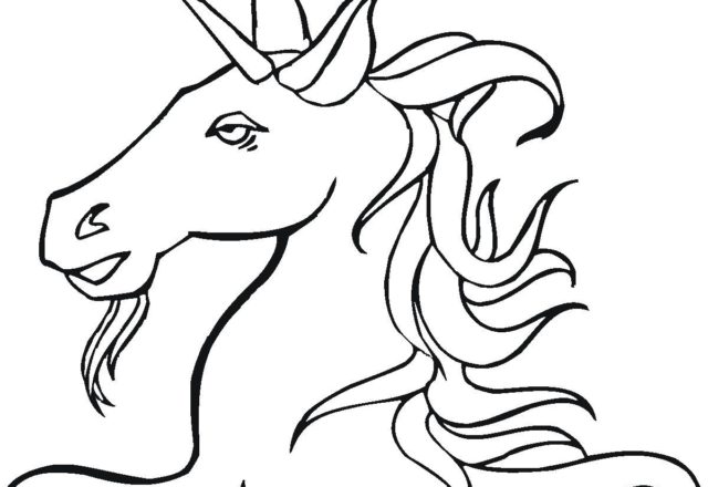 Head unicorn coloring pages for kids