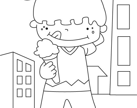 disegni da colorare deliziosa bambina con gelato