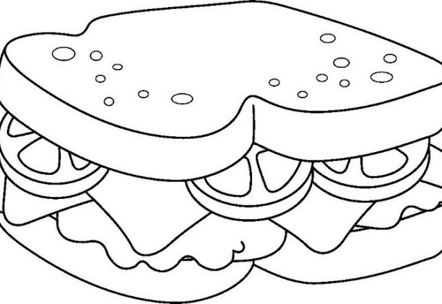 disegni da colorare sandwich formaggio e pomodoro