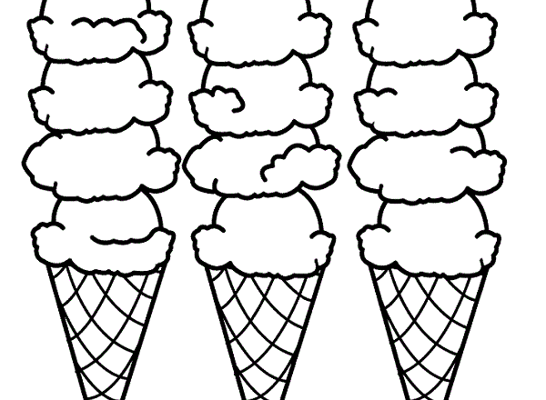 disegni da colorare tre coni gelato