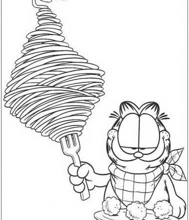 disegni per bambini garfield mangia spaghetti