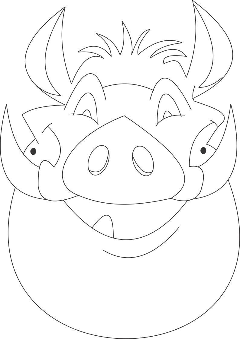 maschera pumba disegno da colorare gratis