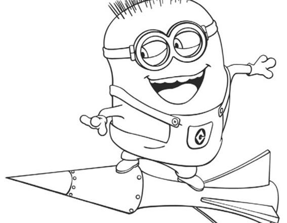 minions su razzo disegni da colorare per bambini