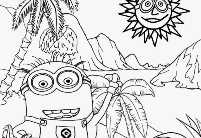 minions tra le palme disegni da colorare gratis