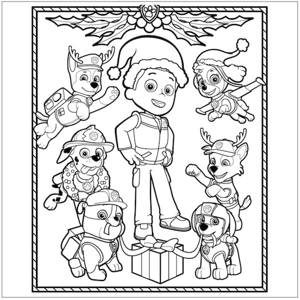 personaggi paw patrol natale disegni da colorare gratis