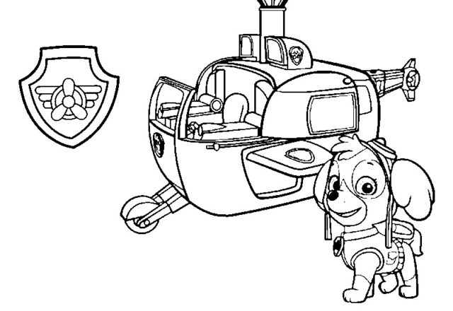 skye con elicottero paw patrol disegni da colorare gratis