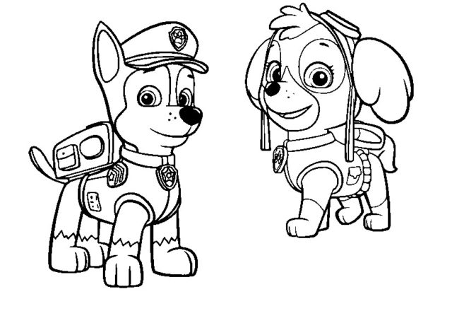 skye e chase disegni da colorare per bambini gratis